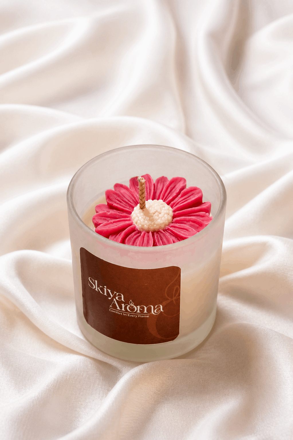 Daisy Frosted pink Jar Candle